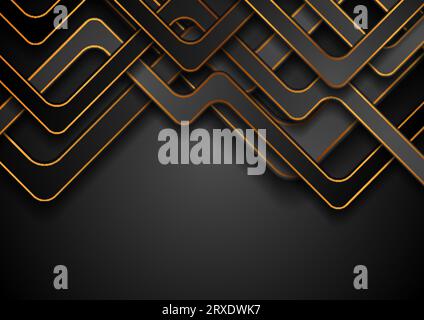 Abstract golden lines on a black background - Vector illustration Stock ...