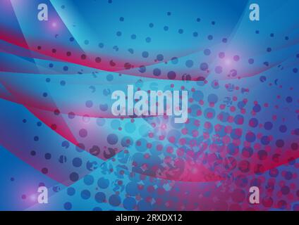 Blue and purple abstract wavy background with grunge halftone. Modern vector design Stock Vector