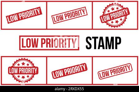 Low Priority rubber grunge stamp set vector Stock Vector