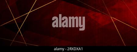 Red grunge corporate abstract background with golden lines. Vector design Stock Vector