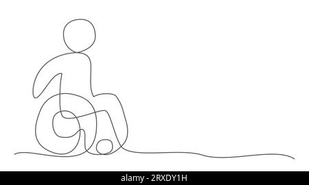 Disabled One line drawing isolated on white background Stock Vector