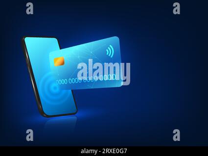 Smartphone technology The cell phone had a credit card sticking out of it. Smartphone technology that allows for safe and convenient mobile payments. Stock Vector