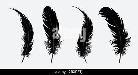 Feather vector icon set, Simple style vector illustration white background Stock Vector