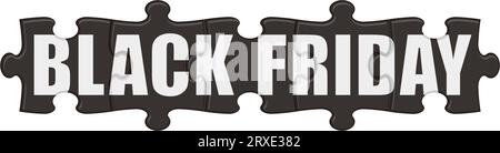 Black Friday Jig-Saw Puzzle Title. Vector Illustration Isolated On A White Background. Stock Vector