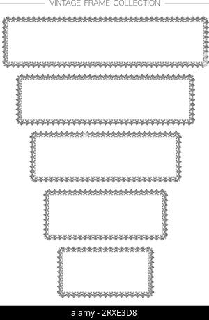 Round And Square Decorative Vintage Frame Set Isolated On A White Background. Vector Illustration. Stock Vector