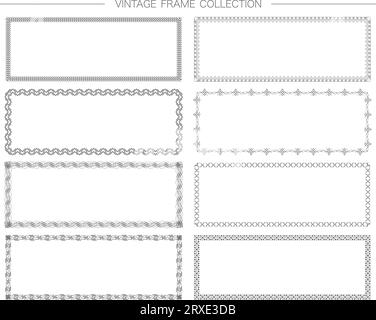 Round And Square Decorative Vintage Frame Set Isolated On A White Background. Vector Illustration. Stock Vector