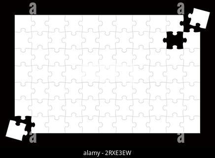 White Jigsaw Puzzle Blank Background Template Isolated On A Black Background. Vector Illustration. Stock Vector