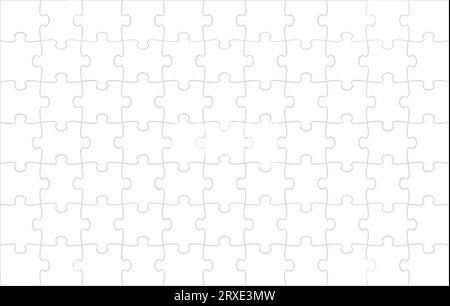 White Jigsaw Puzzle Blank Background Template. Vector Illustration. Stock Vector