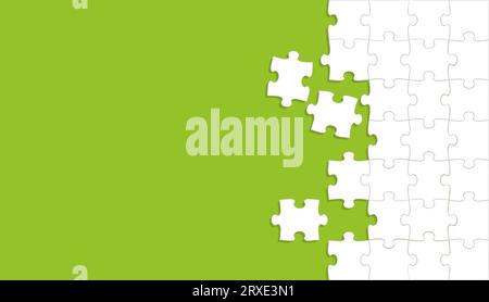 White Jigsaw Puzzle Frame And Background Template On A Blue Background. Vector Illustration. Stock Vector
