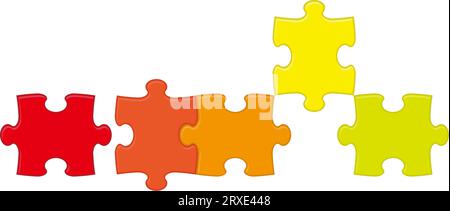 Vector Colorful Jigsaw Puzzle Pieces Illustration Isolated On A White Background. Stock Vector