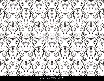 Horizontally And Vertically Repeatable Vector Seamless Damask Vintage Pattern. Stock Vector