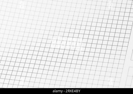 Graph paper texture background with empty grid columns set on an angle with a pattern of gray checkers lines from an accounts notebook. Stock Photo