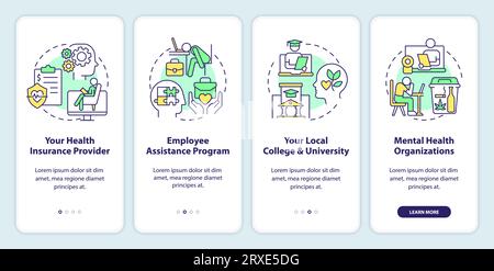 Walkthrough online therapy with multicolor icons concept Stock Vector