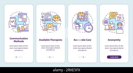 Walkthrough online therapy with colorful line icons concept Stock Vector