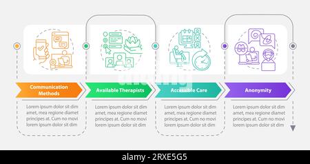 Multicolor online therapy layout with linear icons Stock Vector