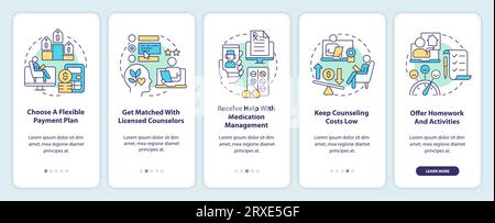 Walkthrough online therapy with thin linear icons concept Stock Vector