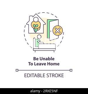 2D be unable to leave home linear icon concept Stock Vector