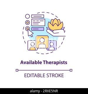 2D available therapists linear icon concept Stock Vector