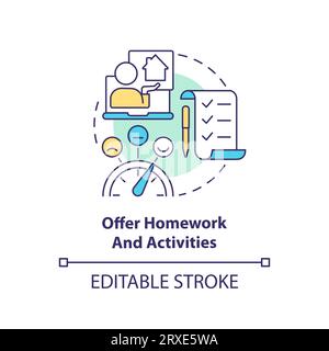 2D offer homework and activities linear icon concept Stock Vector