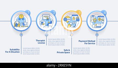 2D multicolor online therapy layout with linear icons Stock Vector