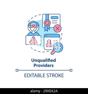 2D customizable unqualified providers linear icon concept Stock Vector
