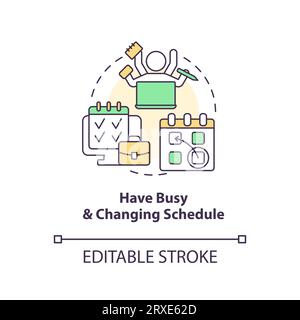 2D have busy and changing schedule linear icon concept Stock Vector