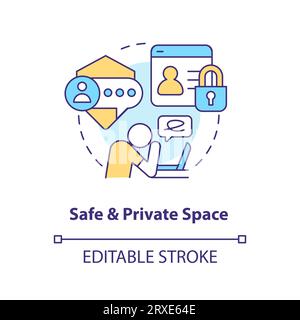 2D safe and private space linear icon concept Stock Vector