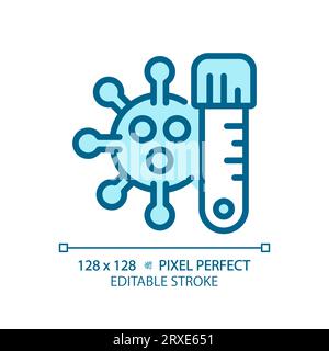 2D customizable thin line blue virus with tube icon Stock Vector