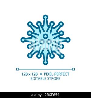 2D customizable thin line blue influenza virus icon Stock Vector
