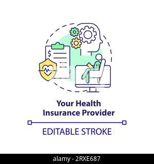 2D your health insurance provider linear icon concept Stock Vector