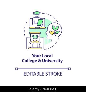 2D your local college and university linear icon concept Stock Vector