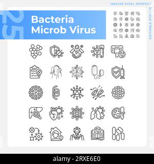 2D customizable black bacteria icons set Stock Vector