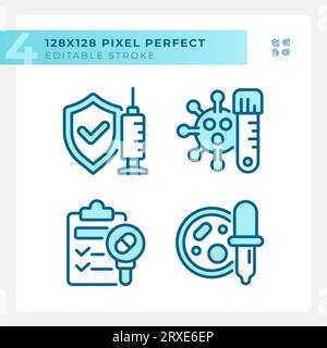 2D editable blue bacteria line icons pack Stock Vector