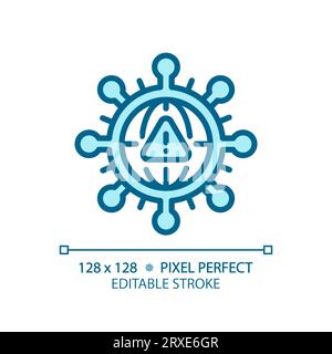 2D thin line blue bacteria icon Stock Vector