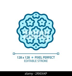 2D customizable thin line blue bacteria icon Stock Vector