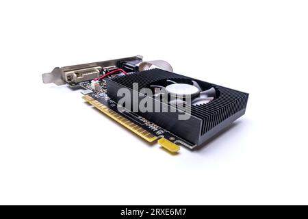 Video card for computer isolated on white. Stock Photo