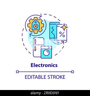 2D customizable colorful linear electronics icon concept Stock Vector