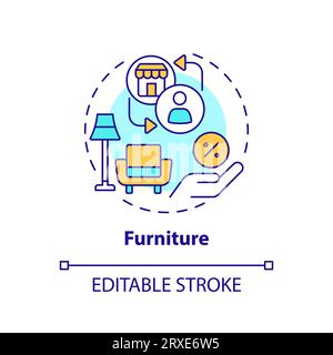 2D customizable colorful thin linear icon furniture concept Stock Vector