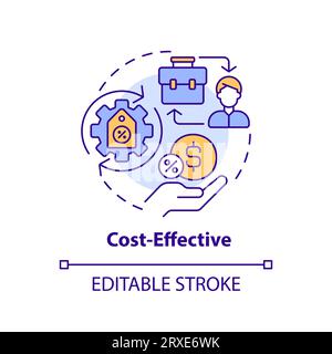 2D colorful thin linear icon cost effective concept Stock Vector