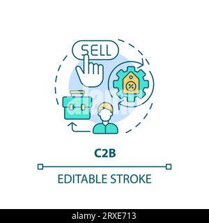 2D customizable colorful thin linear icon C2B concept Stock Vector