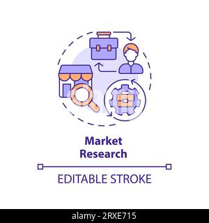 2D colorful thin linear icon market research concept Stock Vector
