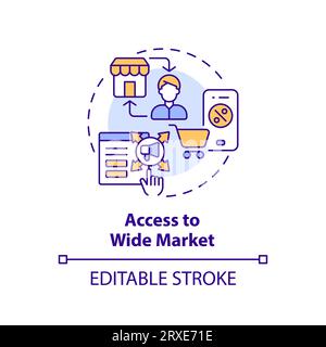 2D colorful thin linear access to wide market icon concept Stock Vector