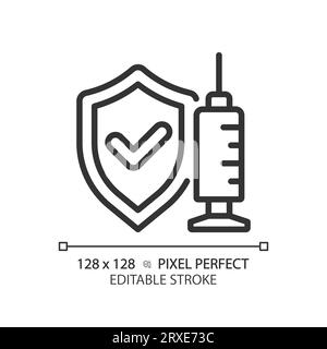 2D customizable thin line black vaccine icon Stock Vector