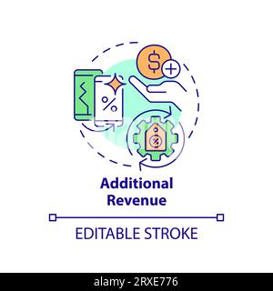 2D colorful thin linear icon additional revenue concept Stock Vector