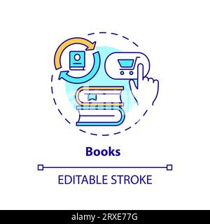 2D customizable colorful thin linear icon books concept Stock Vector
