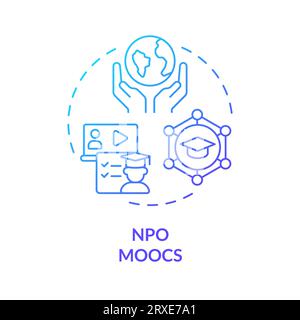 2D gradient thin linear icon NPO MOOCs concept Stock Vector