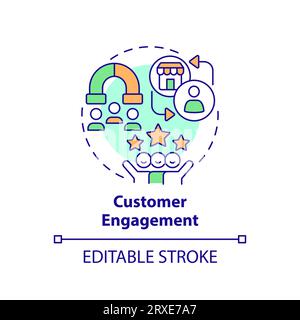 2D colorful thin linear icon customer engagement concept Stock Vector