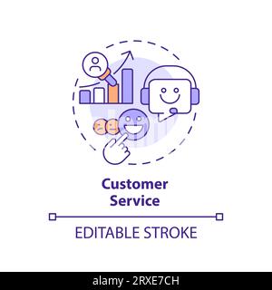 2D colorful thin linear customer service icon concept Stock Vector