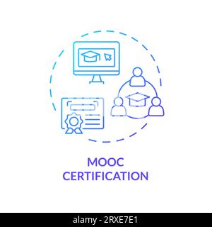 2D gradient thin linear icon MOOC certification concept Stock Vector