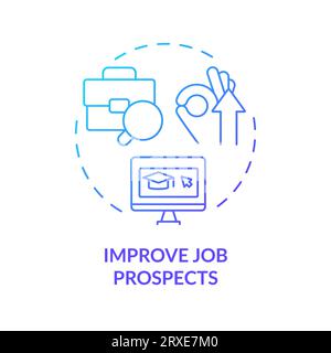 2D gradient thin linear icon improve job prospects concept Stock Vector